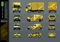 Set of Yellow cars in tree position. For the application of Your advertising. Mockup is grouped and ready for change. Royalty Free Stock Photo
