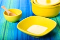 Set of yellow ceramic ware Royalty Free Stock Photo