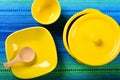 Set of yellow ceramic ware Royalty Free Stock Photo