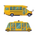 Set of yellow city bus cartoon vector illustration Royalty Free Stock Photo