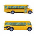 Set of yellow classic bus, side view vector illustration Royalty Free Stock Photo