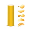 Set of Yellow Container Tube with Potato Chips