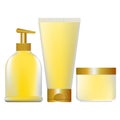 Set of yellow containers for cosmetics Royalty Free Stock Photo