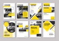 Set of yellow cover annual report, brochure, design templates. U