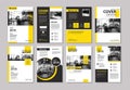 Set of yellow cover and layout brochure, flyer, poster, annual r Royalty Free Stock Photo