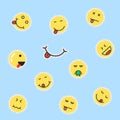 Set of yellow emoji patches