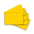 Set of yellow envelopes. Post element. Message icon. Mail letter. Freehand design. Vector illustration. Stock image. Royalty Free Stock Photo