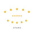 Set of yellow five stars rating symbol.