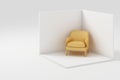 Set of yellow furniture mock up and isometric wall