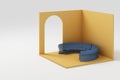 Set of yellow furniture mock up and isometric wall