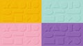 Set of yellow, green, pink, and purple button geometric shapes in Neumorphic design.Buttons geometric shapes in different styles.