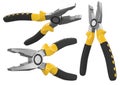 Set of yellow hand tool pliers for repair and installation Royalty Free Stock Photo