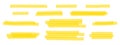 Set of yellow highlight marker lines. Different transparent hand drawn pen or brush underlines for important text