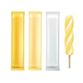 Set Of Yellow Ice Cream on Stick with Foil Royalty Free Stock Photo