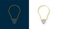 Set of yellow light bulb thin line icons with a long shadow. Idea and creativity symbols. Royalty Free Stock Photo