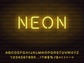 Glowing yellow neon font collection Royalty Free Stock Photo