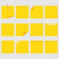 A set of yellow office sticky sheets. A simple flat vector illustration isolated on a transparent background Royalty Free Stock Photo