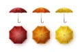 Set of Yellow Orange Red Opened Umbrella Sunshade