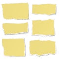 Set of yellow paper different shapes tears isolated on white background Royalty Free Stock Photo