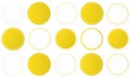 Set of yellow round sticker banners on white background Royalty Free Stock Photo