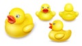 Set of yellow rubber ducks toy for bathing Royalty Free Stock Photo