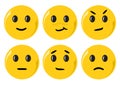 Set of yellow smileys with different emotions. Vector