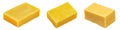 Set of yellow soap in the shape of a rectangle, isolated on a white or transparent background. Yellow handmade soap Royalty Free Stock Photo