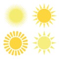 Set of yellow symbols of the sun with rays. Sun icon vector eps10 Royalty Free Stock Photo