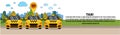 Set of Yellow Taxi Cars With Gps Location Pointer Online Cab Service Concept Horizontal Banner