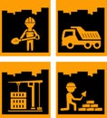 Set yellow urban building industrial icons