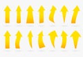 Set yellow vector popular arrow sticker isolated origami ribbon