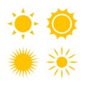 Set of yellow vector sun icons Royalty Free Stock Photo