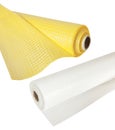 Set of yellow and white waterproof plastic film rolls Royalty Free Stock Photo