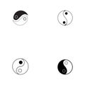 Set of Yin Yang Simbol Flat