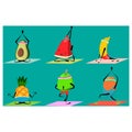 Set of yoga fruits. Vector illustration