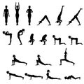 Set Of 19 Yoga Positions Royalty Free Stock Photo