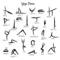 Set Of Yoga Positions Black Royalty Free Stock Photo