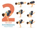 A set of yoga postures female figures for Infographic 6 Yoga poses for arm balances hand standing Royalty Free Stock Photo