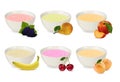 Set of yogurts in a porcelain plate