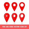 Set of You are here gps navigation map pointer. Royalty Free Stock Photo