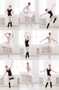 Set of young ballerina standing in ballet poses Royalty Free Stock Photo