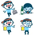 Set of young drunk businessman