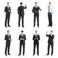 Set of a young and handsome businessman isolated on white. Business, career, job. Royalty Free Stock Photo