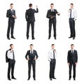 Set of a young and handsome businessman isolated on white. Business, career, job, concept. Royalty Free Stock Photo