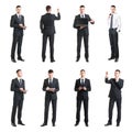 Set of a young and handsome businessman isolated on white. Business, career, job, concept. Royalty Free Stock Photo