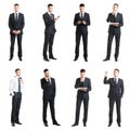 Set of a young handsome businessman isolated on white. Royalty Free Stock Photo