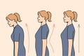 Set of young woman posture problems