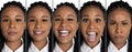 Set of young woman& x27;s portraits with different emotions. Closeup. Positive and negative facial expressions. Beauty Royalty Free Stock Photo