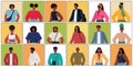 Set young women men in casual trendy clothes african american male female cartoon characters collection Royalty Free Stock Photo