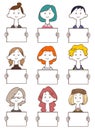 Set 2 of young women with whiteboards Royalty Free Stock Photo